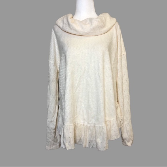 Anthropologie Sweaters - ❤️ XS ❤️ NWT Anthro Pullover Sweater Cowl Neck Ribbed Ruffled Layer​
